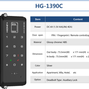 Khóa vân tay cửa kính Hione HG1390C